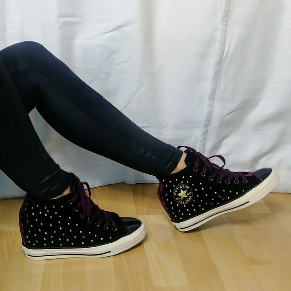 NWT Converse Chuck Taylor Lux Wedges Ruby Velvet - Picture 4 of 8